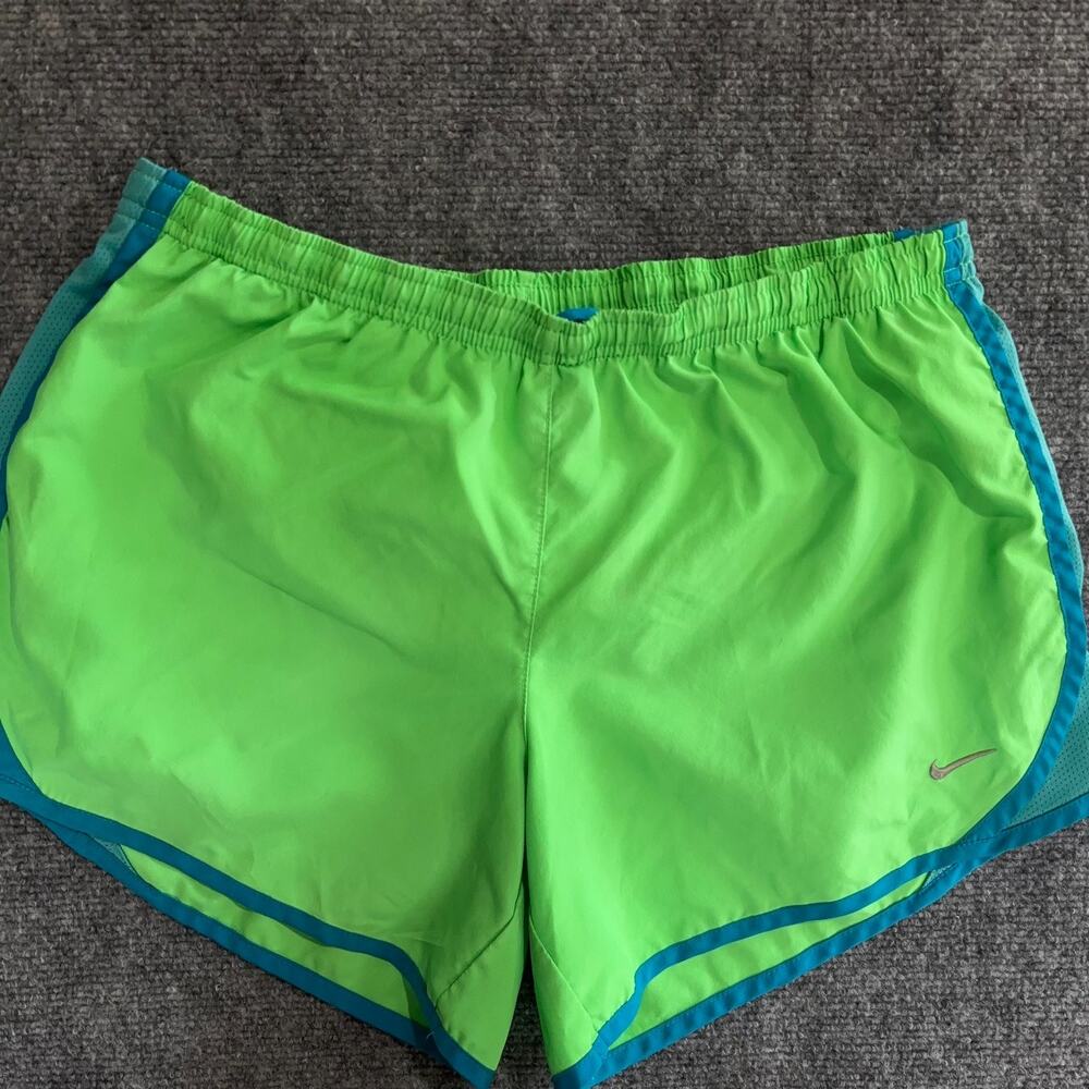 Nike Dri-FIT Youth XL Running Shorts Neon Green Teal 4" Inseam Athletic